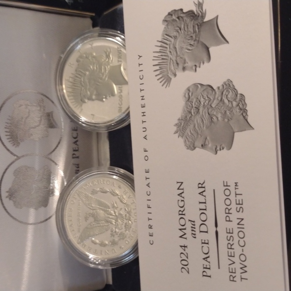 2024 Morgan And Peace Dollar Reverse Proof Two Coin Set, COA - Picture 3 of 10